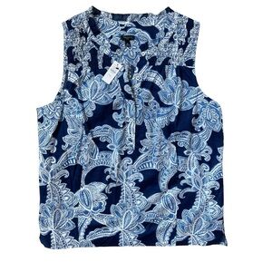 Talbots Blue & White Floral Blouse